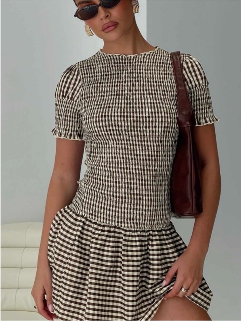 Princess Polly Black and White Gingham Mini Dress